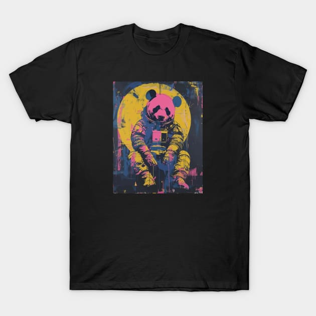 Vintage and vivid panda astronaut portrait T-Shirt by etherElric